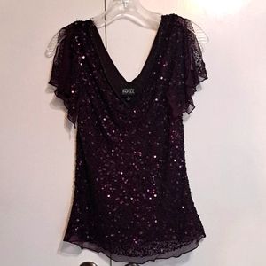 Purple Sequin and Bead Top